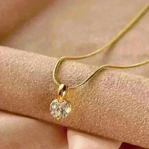 Moissanite Solitaire Pendant Necklace – 18K Gold Filled